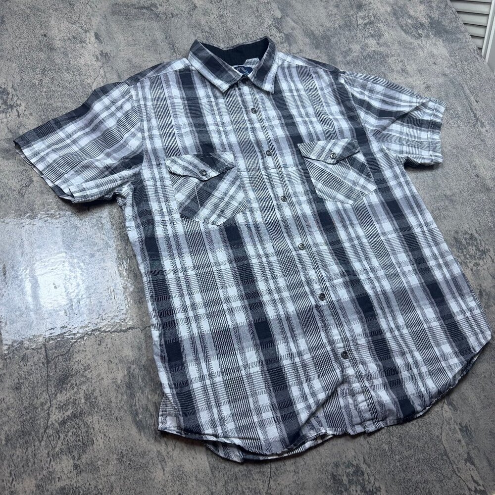 Bruno Button Up Shirt Men's Extra Large L Multicolor Plaid Pocket Short Sleeves